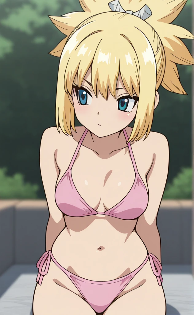 anime girl in a black bikini with long hair and big breasts, seductive anime girl, beautiful seductive anime teen, oppai, beautiful and seductive anime woman, erza scarlet as a real person, female anime character, Best Anime Girl, wears a bathing suit, With big breasts, attractive anime girl, oppai proportions, in an anime, (anime girl) Yamada mocking smile_yellow, 1chica , by rubio, alone, wide, hair ornament, , smile, bow, red eyes my dress darling anime, beautiful seductress anime anime