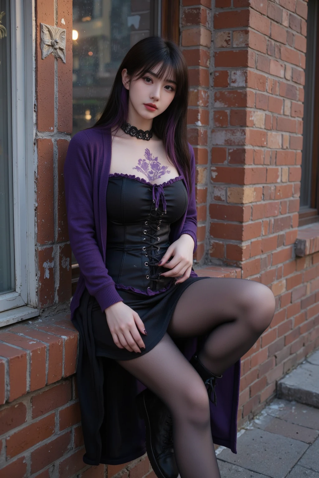 (((raw photo,8k))),(photorealistic:1.3),(masterpiece), (best quality), ultra high res, (best illustration), photon mapping,radiosity,best shadow,portrait,(((natural light))),backlighting,(solo:1.5),1girl,(long purple hair,single braid,blunt bangs),purple head ornament,beautiful detailed purple eyes,blush,light smile,closed mouth,medium breasts,((cleaveage cutout)),purple kimono,thighs,black thighhighs,high heels,looking at viewer,smooth,(bokeh:1.4),minecraft,forest, ,photographed with a nikon d850, Nikon AF-S nikkor 58mm f/1.4G lens,<lora:raidenShogunRealistic_raidenshogun:0.6>, <lora:koreanDollLikeness_v15:1>,full body, nude,