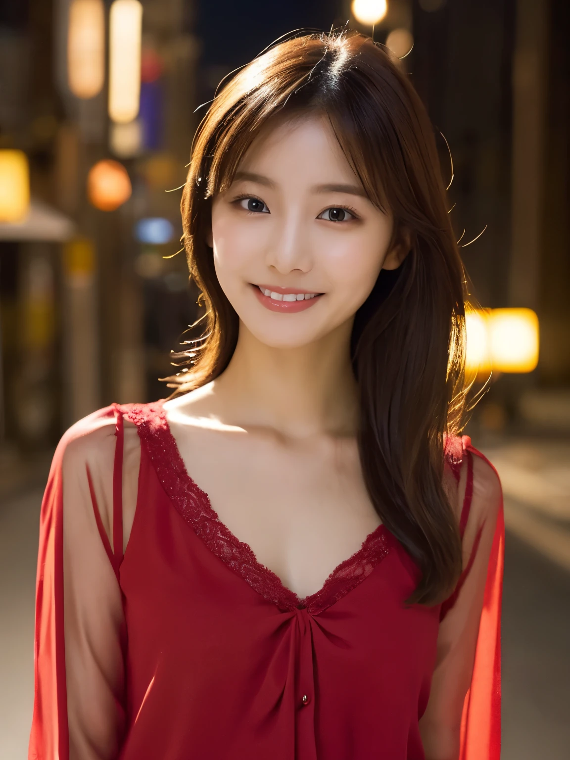 One Girl, (Red Lingerie:1.2), Beautiful Japanese actresses,
(RAW Photos, highest quality), (Realistic, Photorealistic:1.4), masterpiece,
Very delicate and beautiful, Very detailed, 2k wallpaper, wonderful,
In detail, Very detailedな CG Unity 8K 壁紙, Very detailedな, High resolution,
Soft Light, Beautiful detailed girl, Very detailedな目と顔, Beautifully detailed nose, Beautiful fine details,
Cinema Lighting, Against the backdrop of the cityscape at night, City lights, Perfect Anatomy, Slender body, smile
