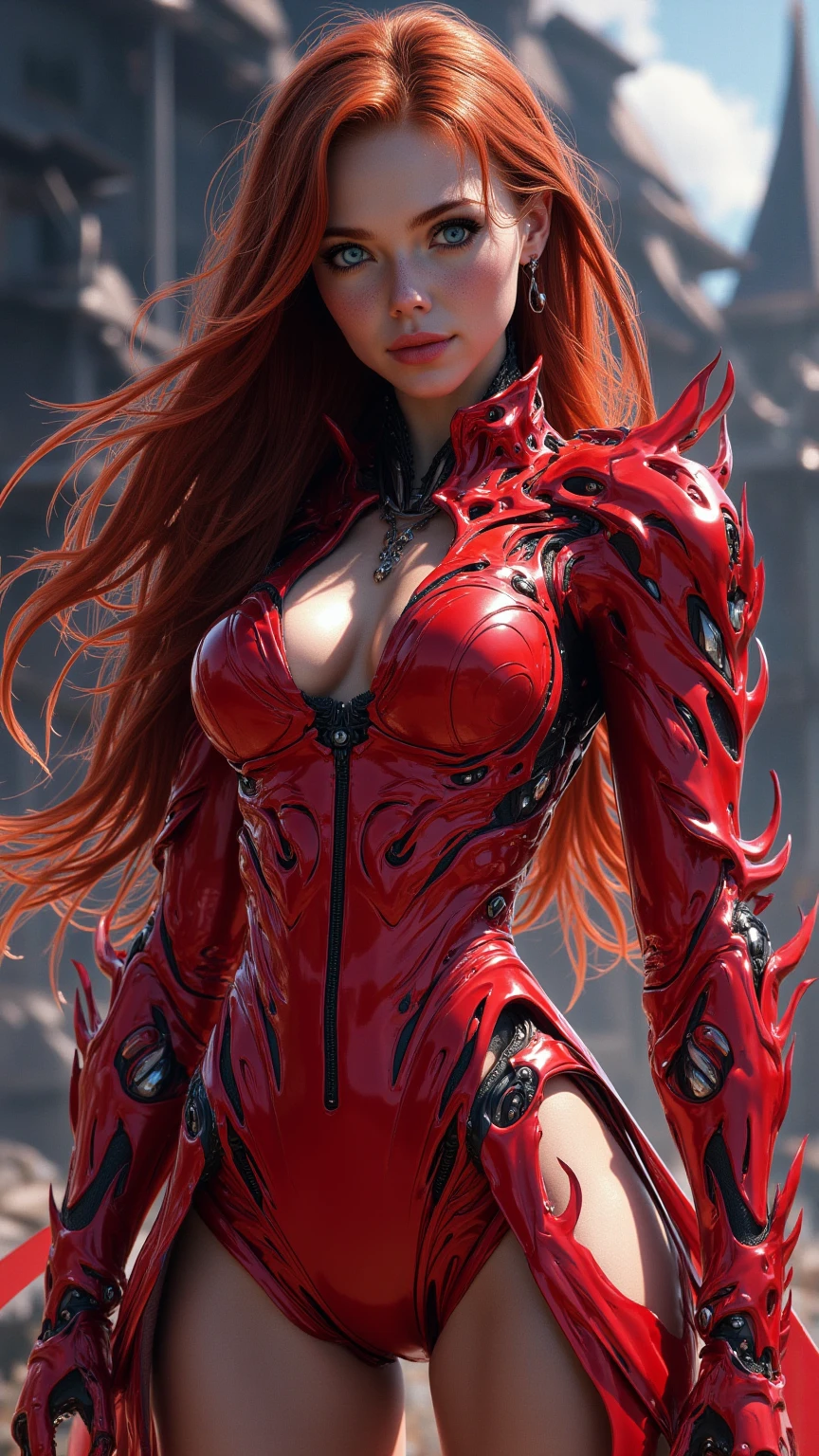 (1 girl), (megan fox), young girl, carnage muscular physique, seductive face, mouth wide open carnage style, long red hair, perfect muscular body, super skinny legs, cybernetic muscle suit, sissy, femboy, (carnage style physique),Fixhand, E-Girls_Mansion_Yang, kkw-colorc-neg, kkw-ph1