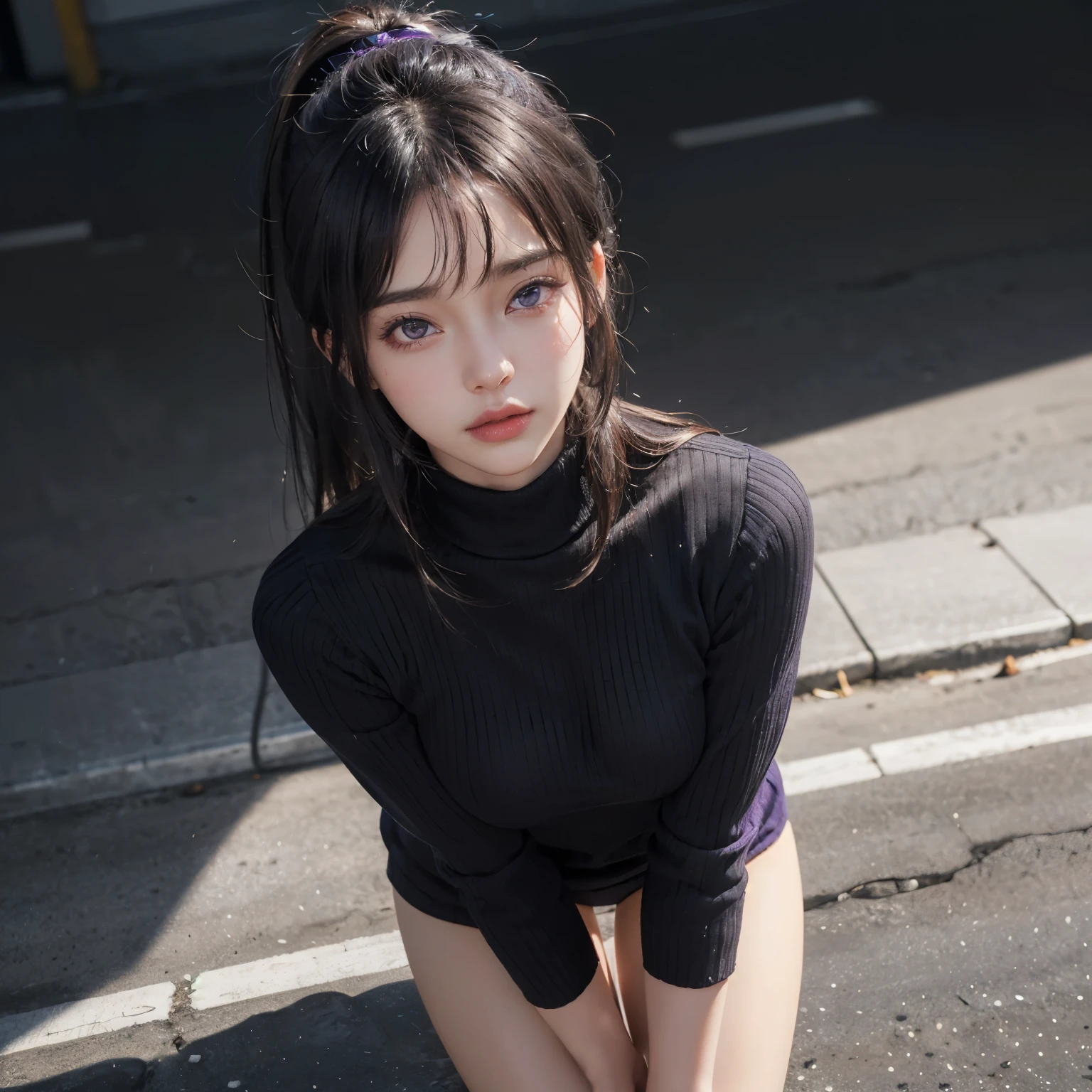 masterpiece、(((full nude)))、((((full nudeヌード)))、(((don&#39;t wear clothes、Going out naked))、((Low - Angle)))、exposed girl、detailed eyes、超High resolution(reality:1.4)very beautiful, beautiful skin, slender,slender body、small breasts、small breasts、((Are thin、concave abdomen))、thin and long legs、 (Super realistic), (High resolution), (8K), (very detailed), (Super detailed), details face,、NSFW、lascivious、obscene appearance、(((art)))、The sweater that kills virginity、black overknee socks and short boots、Two-shot with a high school girl in uniform、outdoors
