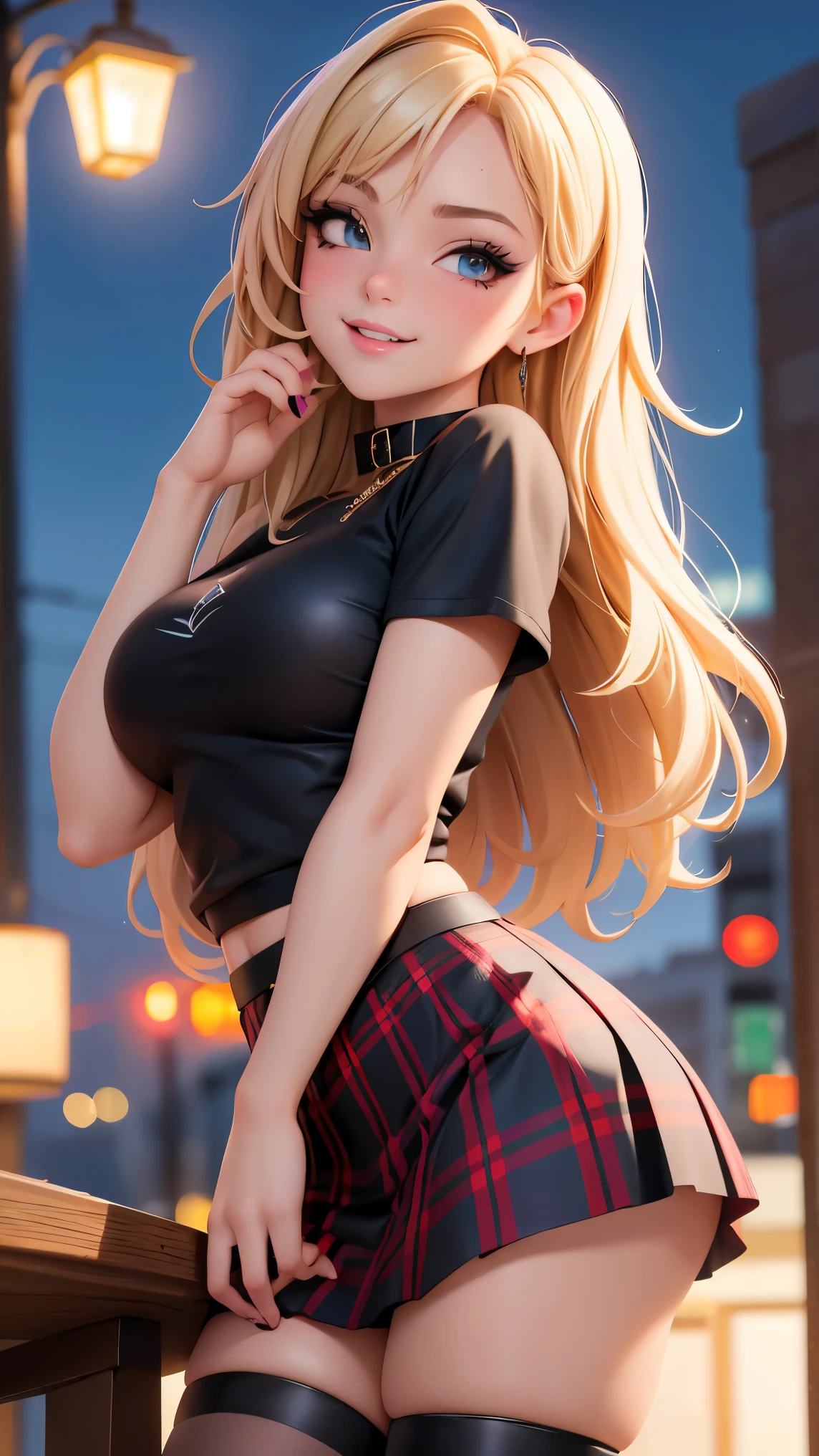 young anime girl, Big breast Sex in . blue eye. hair blonde. Sex . thick thighs .Sexy Student Costume Plaid Sexy Thong Skirt