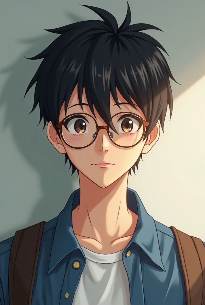 masterpiece, best quality, game cg, 1boy, solo, male focus, looking at viewer, , depth of field, ligne claire, realistic, <lora:tomoya_aki:0.72>, tomoya_aki, black hair, black eyes, glasses, , science fantasy,