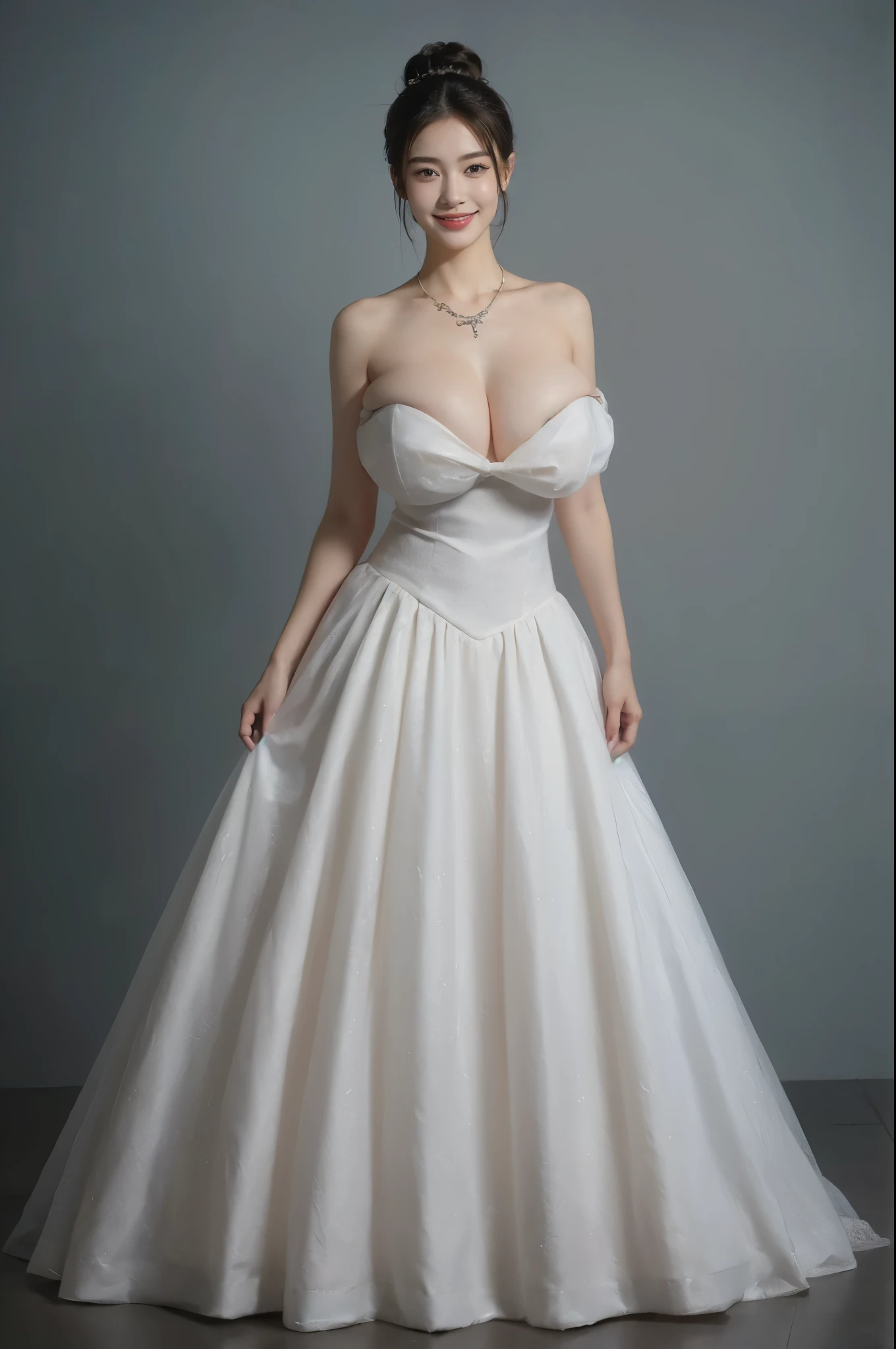 (8k,RAW Photos,Like a photograph:2.0),masterpiece,Highest quality, Hyper Reality、(Highest quality:1.4), Beautiful Face, 8k, absurdes, (Wedding dress、Please show me your whole body:1.4), (Super Detail),((Very delicate and beautiful)),Focus on the characters,Dynamic Angle,looking at onlookers with an intensely lewd gaze,((alone)),Are standing,((Extremely obscene whole body)), ((A princess wearing a gorgeous evening wedding dress with a voluminous skirt.)),((Beautiful bride with a lewd smile)),Detailed, Big smile and eyes,Jewel-like eyes,((Very long and voluminous hair)),Gorgeous embroidery and lace,((Gorgeous corsage)),See through,(Gorgeous Jewelry Ornaments),Luxury Hair Accessories,Gorgeous jeweled tiara,Gorgeous frills,((Very lewd face and huge breasts)),indoor,extremely obscene church wedding,((Extremely obscene whole body)),Hoop skirt,crinoline,very long wedding veil,(((A mix of bejeweled wedding dresses and lavishly embroidered Rococo ball gowns))), (((Muddy Rain、Covered in mud、Wet Hair、Wet Face、Wet body:1.85)))、(((Wedding dress covered in mud:1.85)))、 (Outdoor、Simple Background, Background Blur:1.2), Detailed side、((((Extremely accurate anatomy)))),