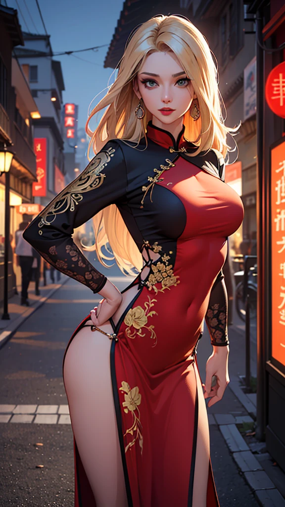 (Redcoat:1 silver-haired girl, Close up), tmasterpiece, best qualtiy, RAW photogr, realisticlying, the face, Incredibly Ridiculous res, Beautiful elf beauty, ear studs,(Kneeling pose,Point at you with your ass )(Long silver hair), (Red wedding dress+),Chinese silk long dress,(Red cloth shoes,Embroidered cloth shoes+),depth of fields, A high resolution, ultra - detailed, filigree, RAWE is very detailed, very detailed eyes and faces, Sharp pupils, realistic pupil, tack sharp focus, cinmatic lighting,full bodyesbian,Bigboobs,long leges,From the front side,ancient Chinese town,Lanterns,Tanabata,Lights of all homes,A faint red glow,dynamicposes