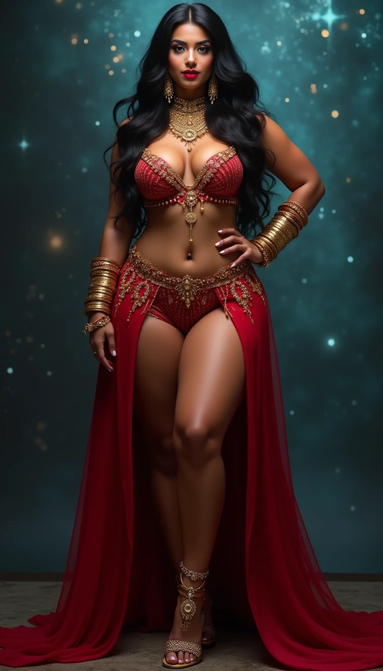 full body milf of Glossy taffeta of [Psychodelusional] The Apocalust AVN Award and The Sims 4, Lust Goddess for deep v neck blouse BOOB cleavage OF Sultry Plus-Size Exhibitionist Amorous voluptuous MILF with Boob Cleavage Breasts: A voluptuous, V-shaped attire inspired by Princess Jasmine from the movie Aladdin, designed to accentuate a slim waist, big breasts, and wide hips, with the attire revealing much of the figure in a suggestive manner.