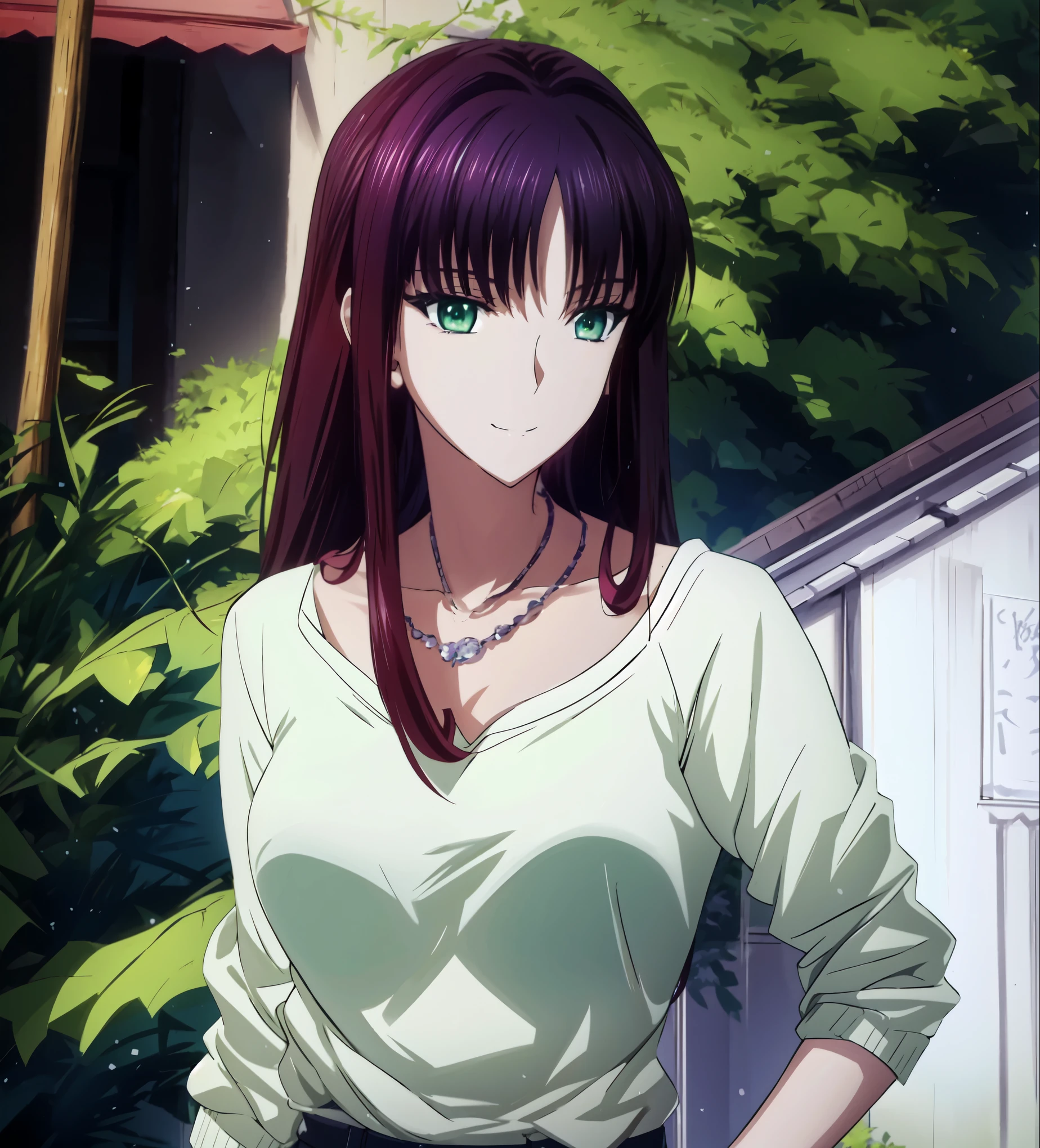 アニメの女の子が長い赤い髪と green eyesで歩道を歩いています, Katsuragi Misato, Official anime scene photo ,  Young Woman Anime Visual ,  Closeup Rhodiola Rain  , Today's Anime Still Special  ,  Chris Maxtin's Gate Anime ,  Exposed Anus  , In anime movies,  Official Studio Anime Still Images ,  green eyes, fuchsia hair
