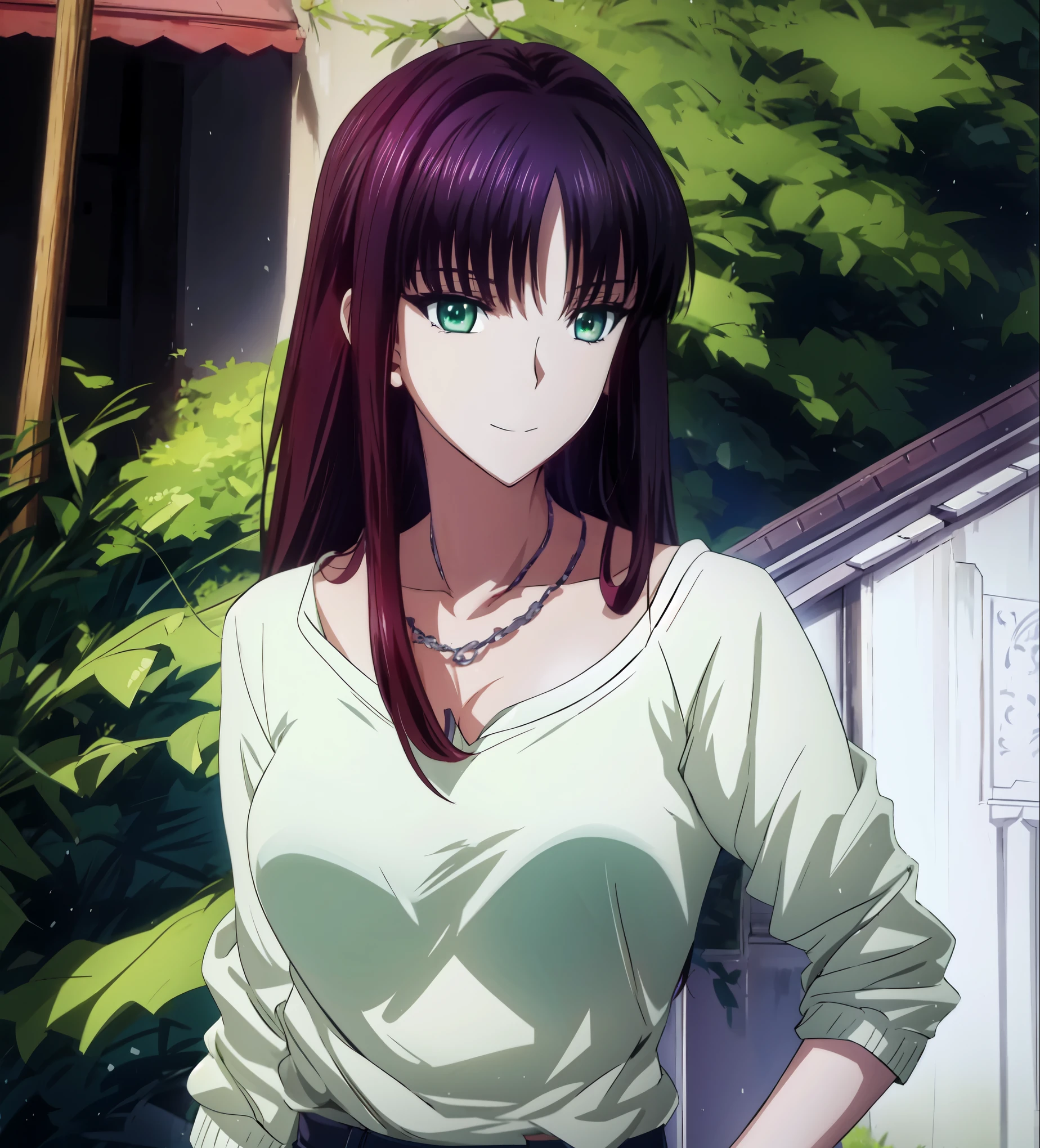 アニメの女の子が長い赤い髪と green eyesで歩道を歩いています, Katsuragi Misato, Official anime scene photo , Young Woman Anime Visual , Closeup Rhodiola Rain , Today's Anime Still Special , Chris Maxtin's Gate Anime , Exposed Anus , In anime movies, Official Studio Anime Still Images , green eyes, fuchsia hair