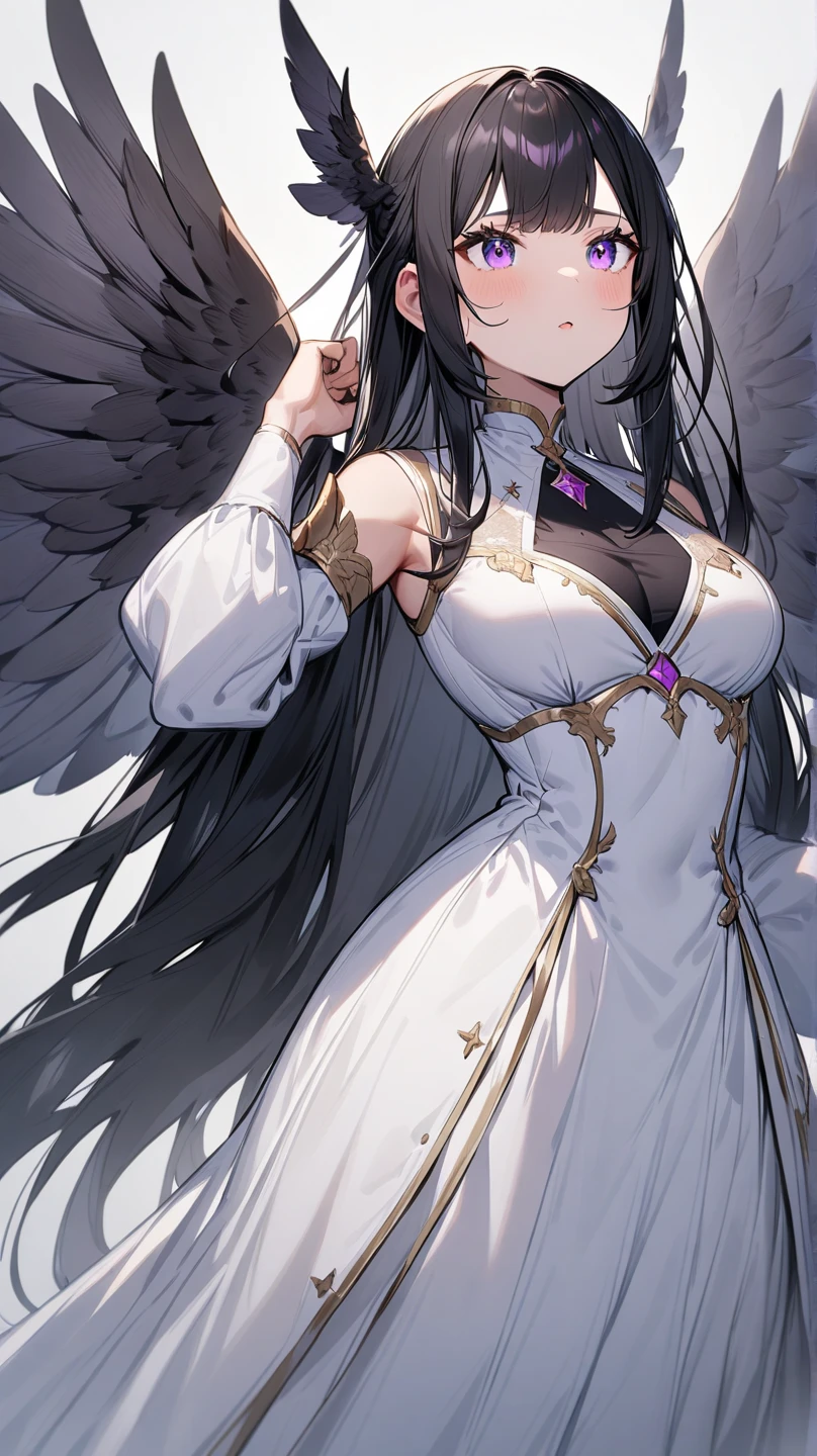 Highest quality, Official Art, masterpiece, Fabric Shading, High resolution, Very detailed, colorful, Best details, Fantasy, Money & White Battle Armor, wearing white battle wings, 1 human female, Age 25, Three Boy Thieves, Multiple thieves, Fear and anxiety expression, Standing on the stairs, Inside the cave, Dark brightness, Choppy Hair, Large Breasts, skinny, Surrounded by a horde of bandits:1.9、Thief in Heat, I feel like I'm being attacked, Mysterious atmosphere、Camel Toe:1.9, Recall, Ground Level Shot:1.9, Combat Stance,