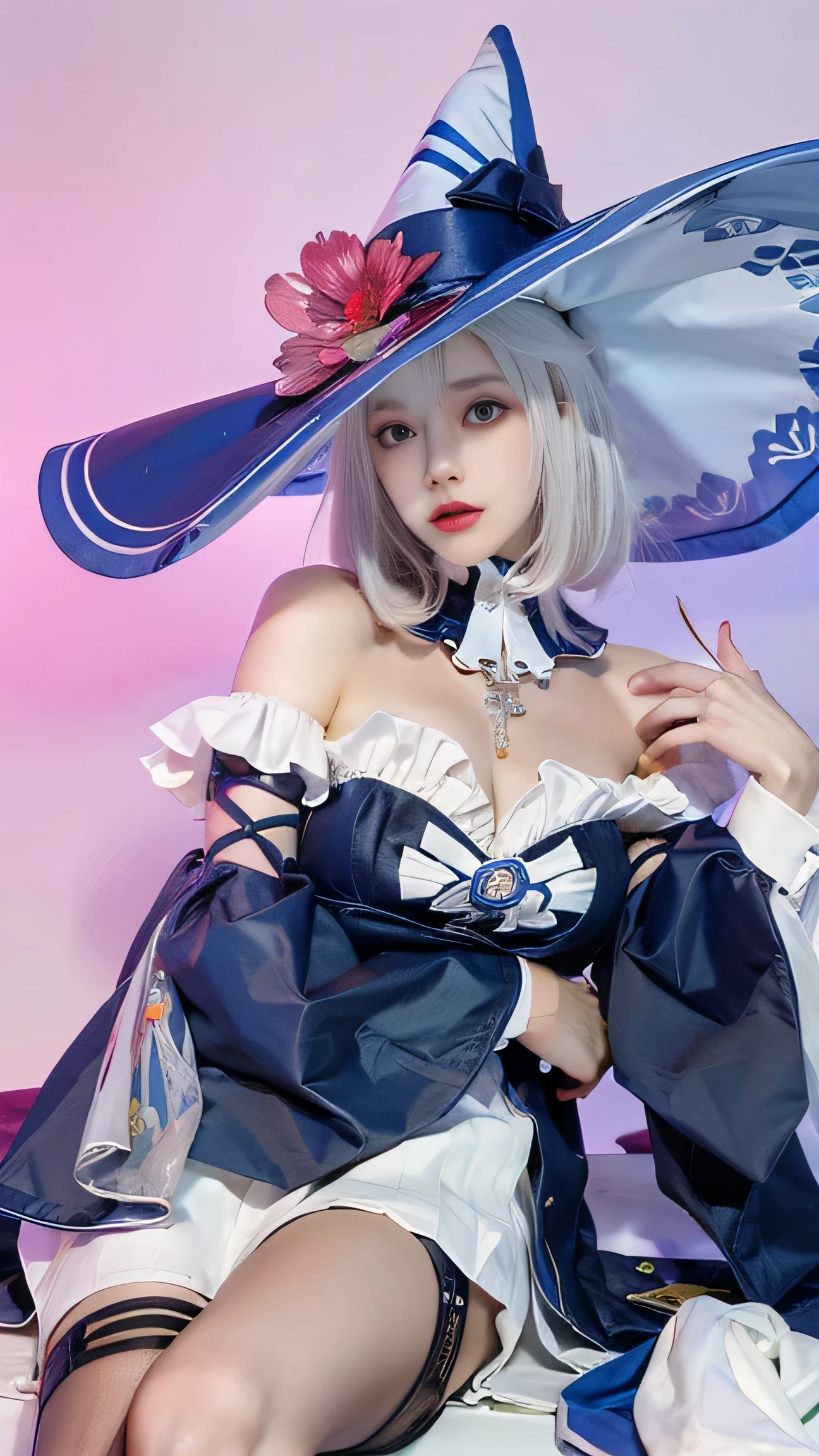 (best quality), (masterpiece), (Ultra-high resolution), (Clear face), （Reality： 1.4）, (perfect lighting),(photorealistic:1.30), anime wallpaper, Guviz style artwork , fantasy cover up to magic , by Yang J, Guviz, beautiful artwork illustration, beautiful digital artwork, beautiful digital illustration, Li Song, beautiful anime portrait, art style at Beauvot,illustration, ethereal and beautiful, highly detailed, CG, unity, 8k wallpaper, Amazing, fine detail, official art, highly detailed CG unity 8k wallpaper,absurd, extremely absurd, large file size, highly detailed , high resolution, very detailed,beautiful girl with details, very detailed eyes and face, beautiful detailed eyes,light on the face,cinematic lighting, 1girl, solo, looking at viewer, Lips wear thick red lipstick,