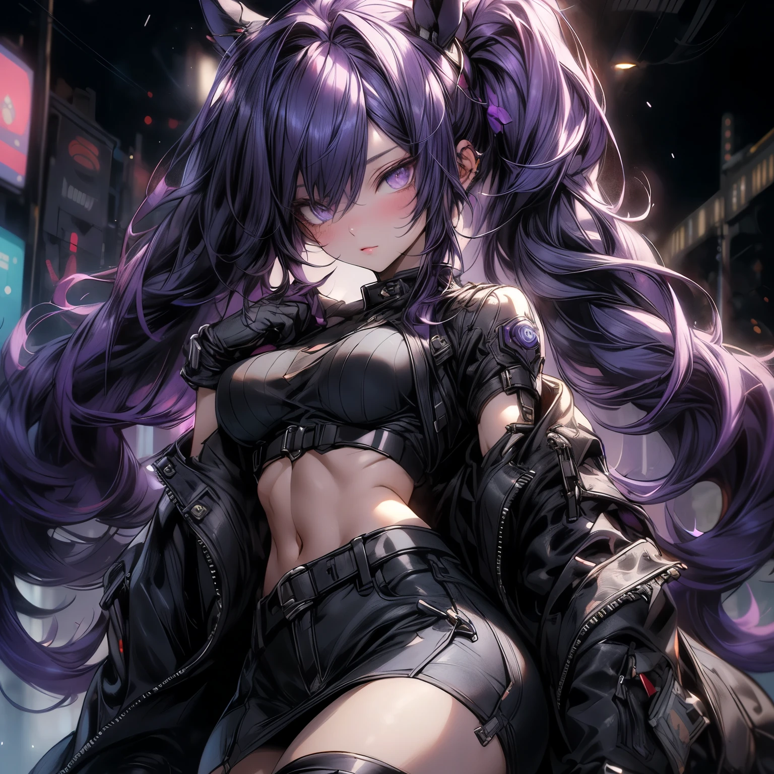 (score_10,score_9_up,score_8_up), hadrian,very strong contrast, dramatic Lighting,very high detailed,very gorgeous and complicated background,8k,4k,highres, a skinny girl,antlers,looking to the side,night,parted bangs,very long hair,cowboy shot,collarbone, silky violet hair,pink eyes,cat_ears, choker,mountain, expressionless, onsen,bed,steaming body, fog,blurry foreground, shirt, wet,arms behind head, armpits, from side