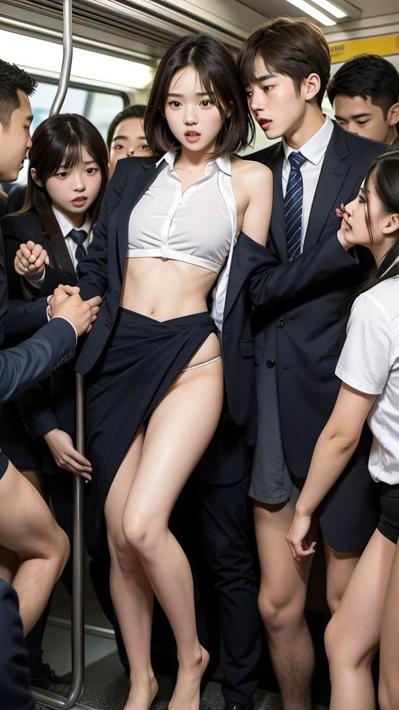 nsfw、Japanese women、3、Super glamorous、Plump、Nude Coat、In town、Spectators、surrounded by middle-aged men、Being raped by a man