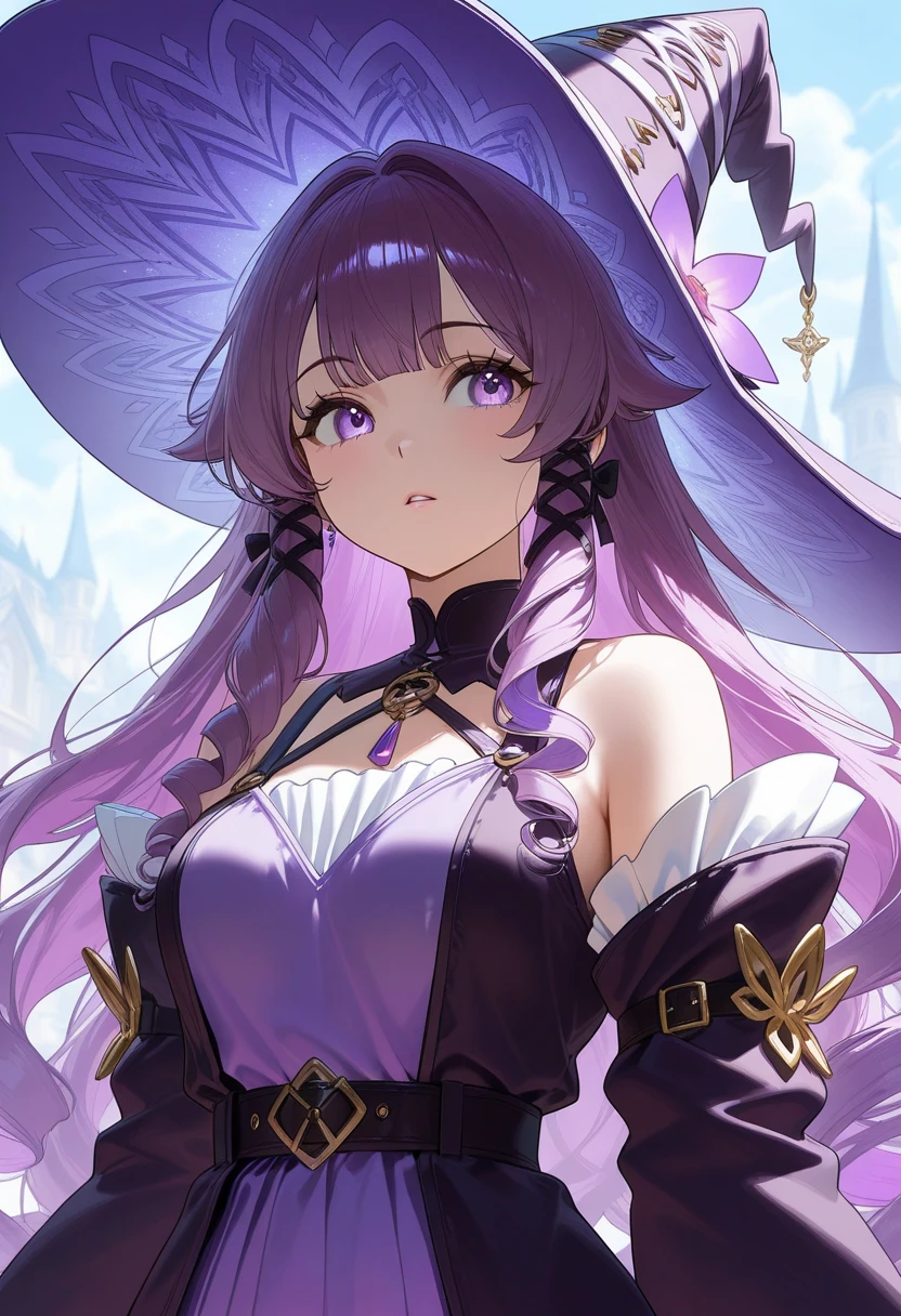 Official Art, Masterpiece European female, purple hair , purple eyes, (​masterpiece、top-quality、hight resolution: 1.4),in 8K, Anime Art Nouveau, highly detailed exquisite fanart, anime fantasy illustration, clean detailed anime art, detailed anime art, Sharp Focus, Delicate Beautiful Hair and Eyes and Face, realisitic, ultra-detailliert, flower garden, sunlight, bunny ears, 