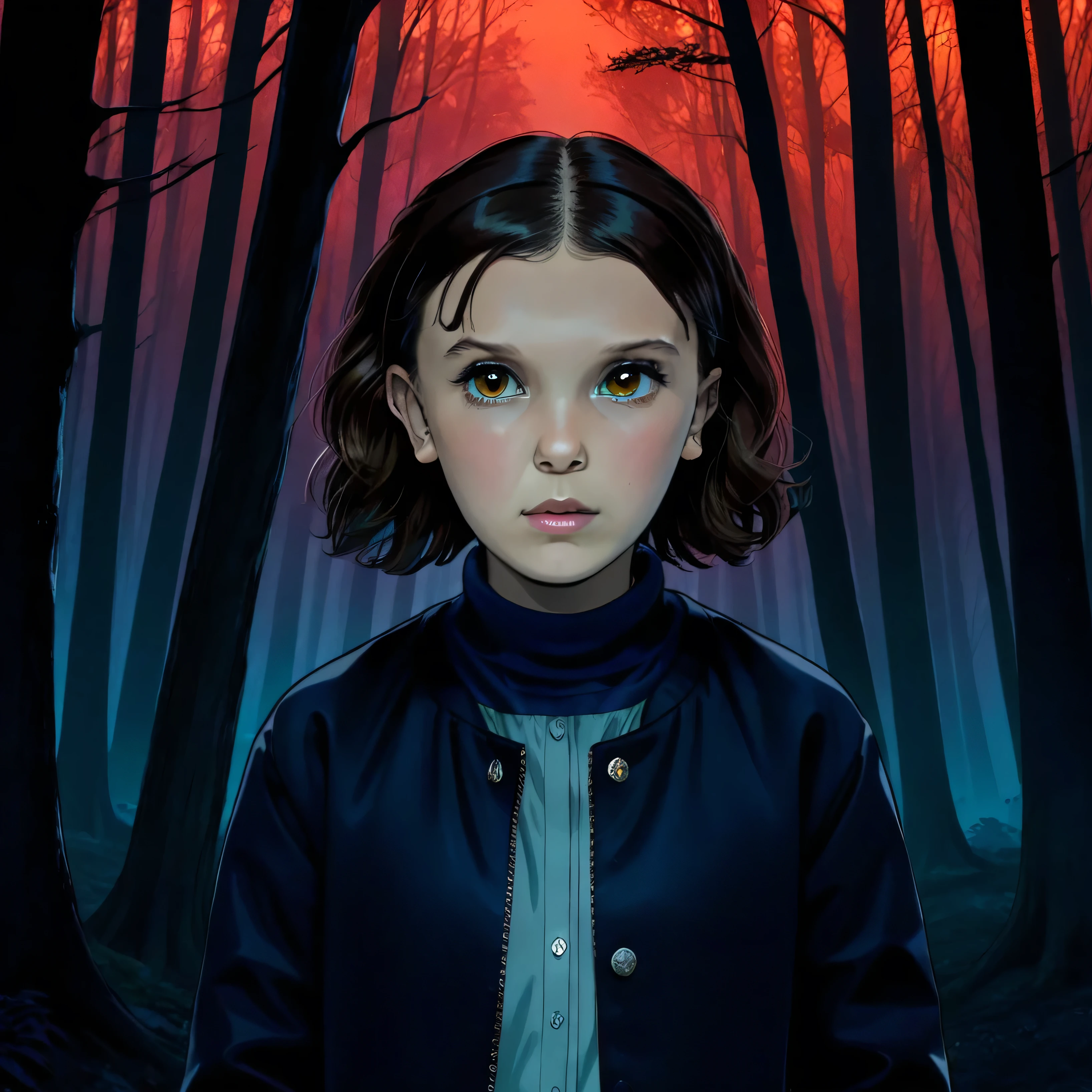 Milli3 ,  Millie Bobby Brown ,  Netflix series , Once, en un bosque oscuro,  front view, 