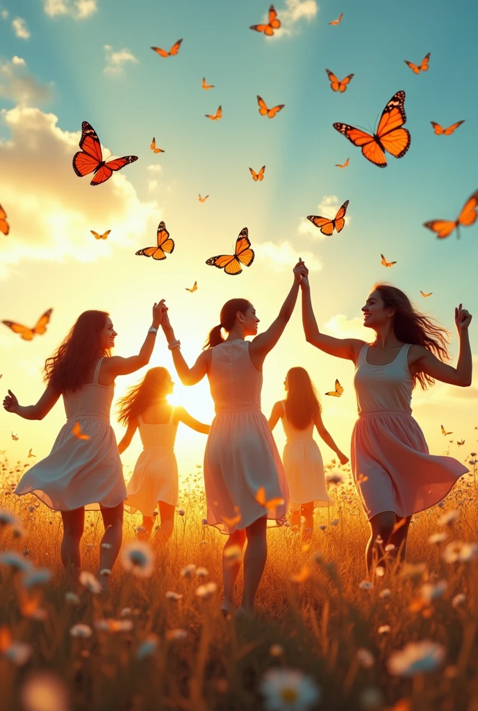 A group of friends laughing together, bright sunflowers, or colorful balloons being released into the sky.