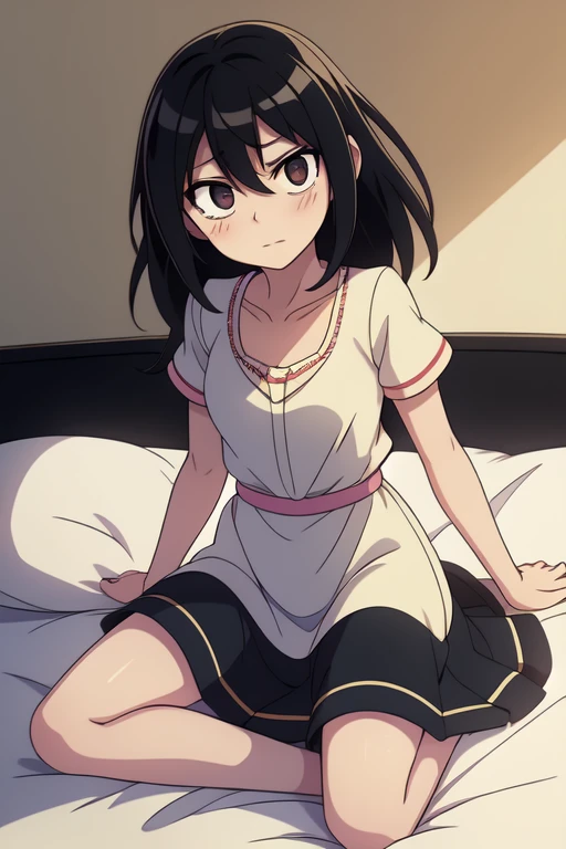 yor briar, 1girl, blush, black hair, hairband, jewelry, solo, wide-eyed, sidelocks, (lingerie), Joel, 1girl, long hair, bangs, gold earrings, red eyes, upper body, surprised, bangs, collarbone, off shoulder, white hairband, bare shoulders, indoors, long hair, gold earrings, sweat, looking at viewer, short hair with long locks, breasts, Exquisite visuals, high-definition,masterpiece,best quality,high-definition,masterpiece,best quality,18yo,Young female,Beautiful Fingers,Beautiful long legs,Beautiful body,Beautiful character design, bare legs, bare feet, barefoot, only lingerie, sitting on bed, sexy pose, fullbody, perfect feet, 5 toes, small feet, two feet, two hands, legs together,