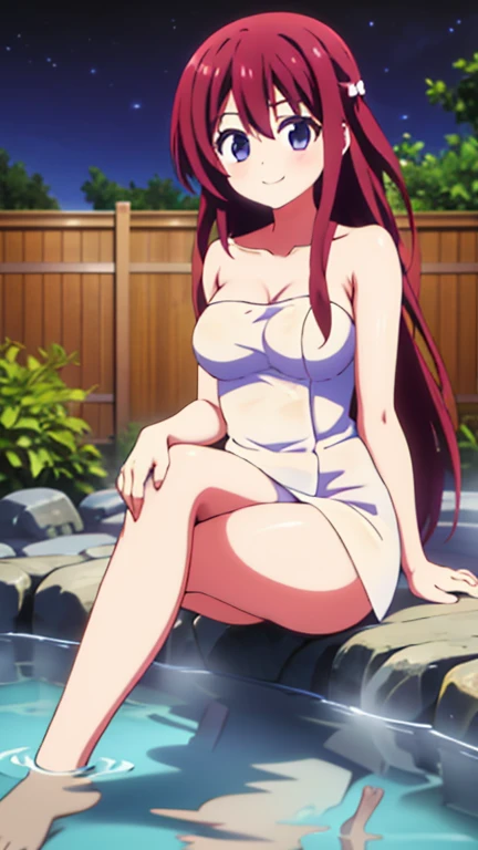 1girl, solo, setogaya, red hair, red eyes, pointy ears, medium breasts, nude, bare foot, swimming, school pool, (masterpiece), (highres), best quality, full body, <lora:Setogaya_Any-ep3:0.7>