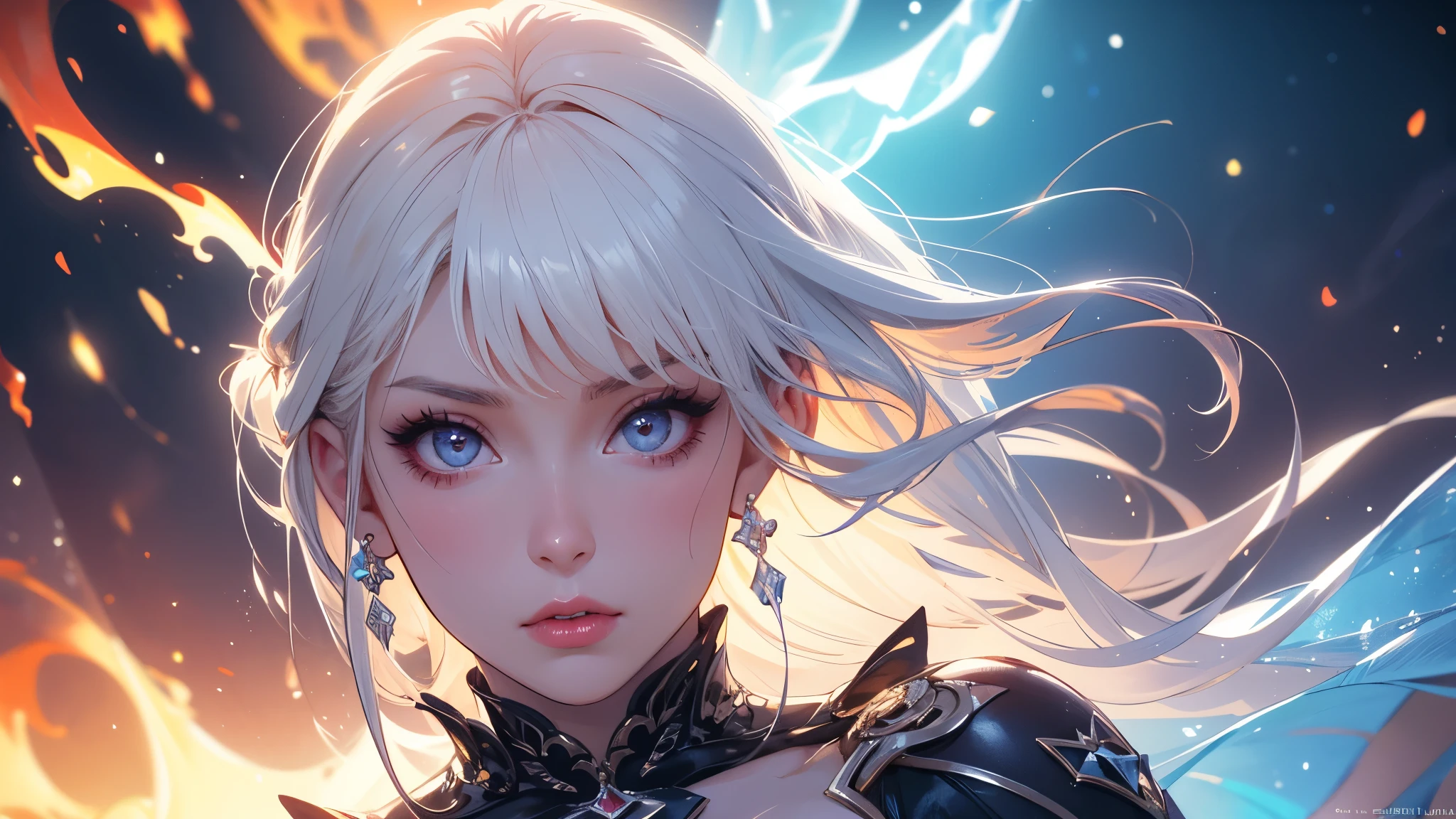 girl big breasts white skin white hair red eyes masterpiece Acura R18