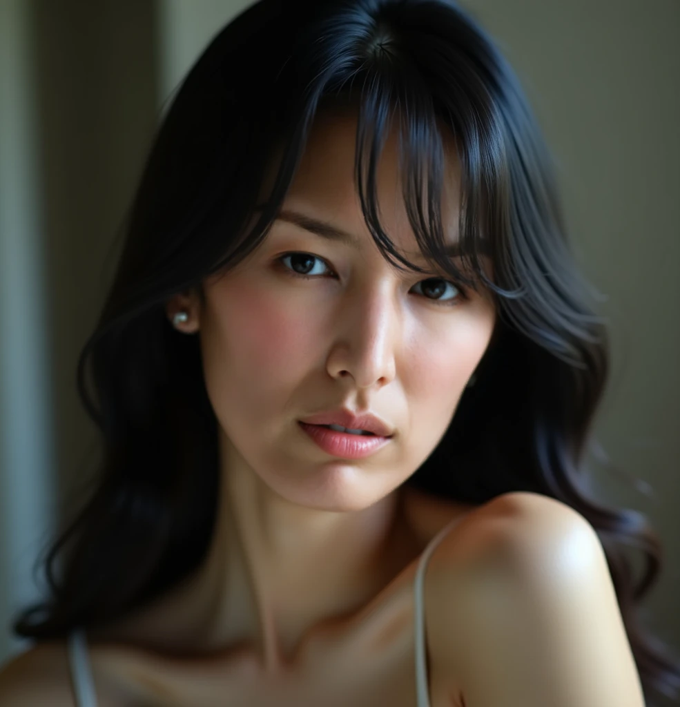 Fashion model 20 years old [[[[closeup cleavage]]]], [[[[boobgasm]]]], [[[[coll]]]], [[[[bshoulders]]]], perfect  eyes, Perfect iris，Perfect lips，perfect teeth，Perfect skin，Long face，slender nose，Soft front light，hdr，Movie girl，Casual，long whitr hair，Long hair with a shawl，Long hair like a waterfall，Bedroom in the background，Beds，（pastel colour：1.2）
