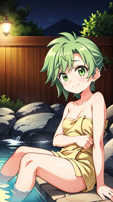 masterpiece hat,hat bow,green hair,green eyes,komeiji koishi,short hair wet nude take a shower with water running from below show off pussy pee lying nsfw