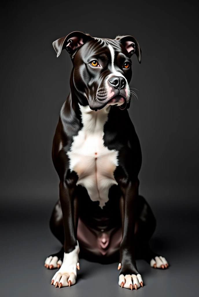 Generates an image of a well-patterned pitbull dog with cropped ears
