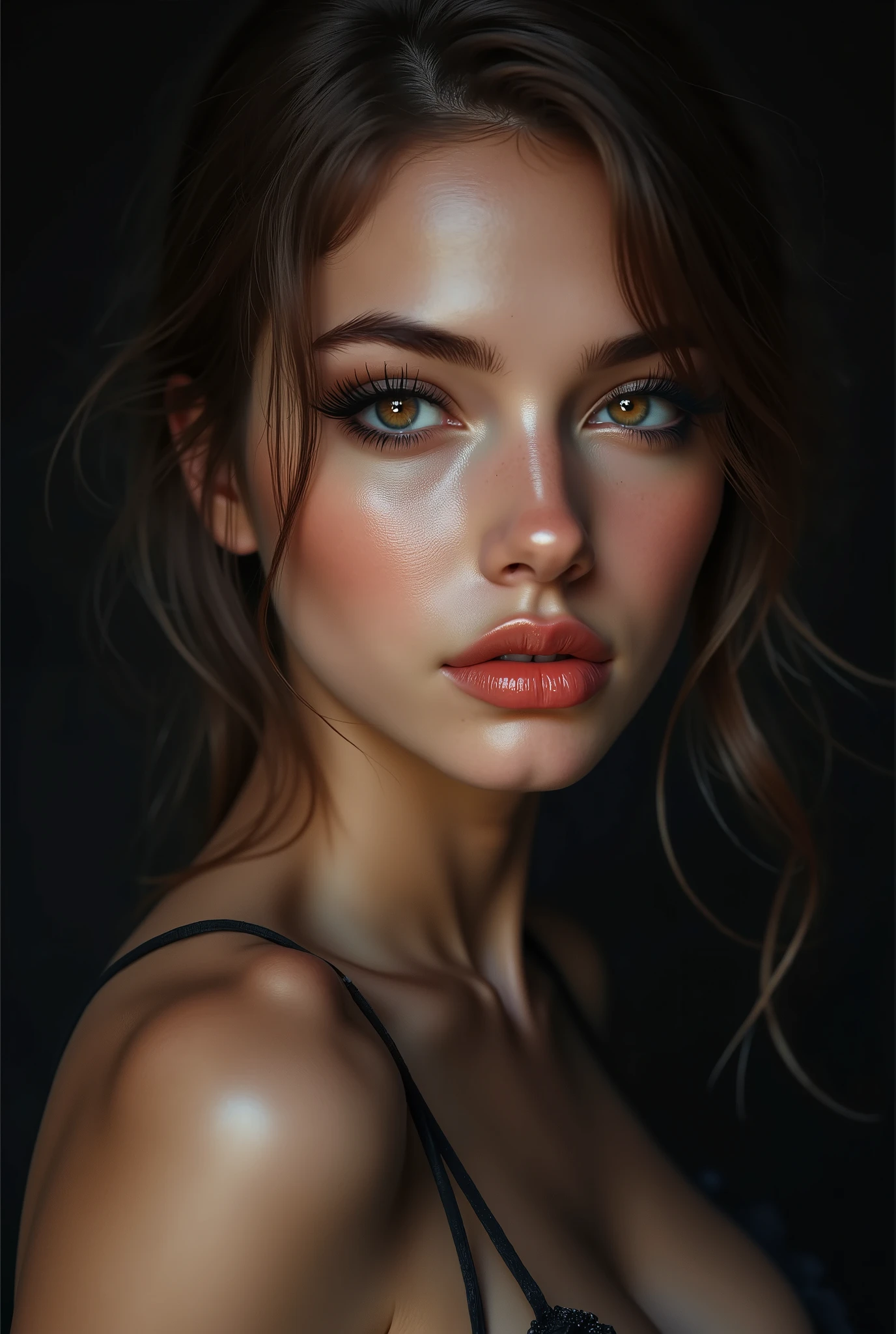 Realistic (photorealistic Realism), ((Ultra-realistic , ultra-high resolution)), ((Ultra-intricately detailed digital art)), professional photography, ((portrait)) a cute 1 Female, European, (ultra realistic texture details: velvety skin, hair),((close-up of her eyes:1.4)),((sharp focus, no blurr eyes, high resolution, absurd quality, Realistic brown_eyes:1.4),intricately detail:1.35),((extremely fine details eyes))((extra narrow eyebrows))(Carefully draw Long blue_eyelashes:1.2)(perfect round eyes:1.3).((finely detailed pupils:1.3))((extremely fine details pupils:1.3))((extremely fine details iris of the eyes:1.35))(Shining, mesmerizing, Vibrant eyes:1.22).(professional makeup:1.4)((perfect dark_eyeshadows:1.4)),detailed lips:1.3,(apply glossy red_lipstick:1.3)(pink_makeup:1.28), (beautiful little nose), (perfect proportions:1.2),(small head),(anatomically correct), perfect female body, (Very beautiful, detailed face :1.38)、((very detailed lips: 1.21)、(very detailed nose: 1.2)、((small head: 1.4))、((High Contrast))、((Erotic:1.6)), ((random expressions))、((firm full breasts:1.35)), (narrow waist:1.3), medium ass, beautiful cheekbones, (slim belly: 1.3), ((well-muscled body:1.3)), ((slim face)), ((anatomically correct))、(professional lighting)、((water gushing from above:1.15)), ((wet whole body and soaked hair:1.25)), ((thick layer of foam from large bubbles in all intimate areas: 1.25)), ((bent:1.3)), looking up, ((side shot)), ((shot from above:1.3)), ((body shot to knees))、