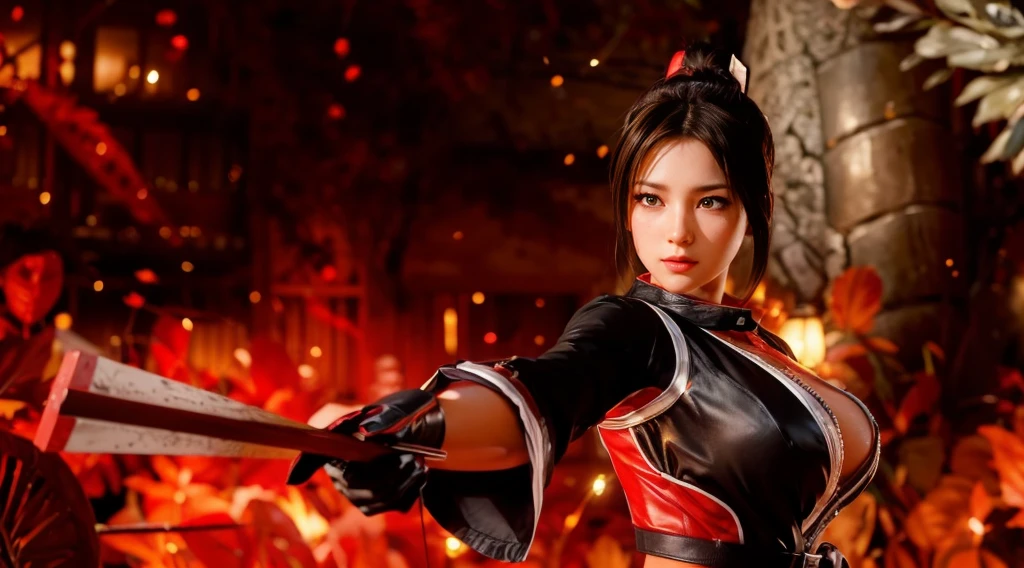 (Active attention),(在黑暗的night:1),(Best quality),(Honesty:1),Movie Records,Realistic skin texture,Very detailed,8k wallpaper,Volumetric Lighting,Dynamic Lighting,A girl,long black hair,Ponytail,Black metal armor,red belt,Black Armor,scapular,Waist protector,handguard,Wearing a veil,Hold the sword in front of you,Antique Chinese style,fighting stance,Lots of blood,满Face血迹,Ripped Clothes,Ancient battlefield of China,A group of soldiers chasing,Arrow Flying,Frequent wars,night,Drama,Sword Qi Surrounding,Rich image details,and,Movie Lighting,(Chiayi:1.5), Close-up cleavage, masterpiece, Best quality, RAW photos, Realistically, Face, Unbelievably ridiculous, Depth of Field, high resolution, Super detailed, Fine details, Very detailed, 极其细致的眼睛andFace部, sharp pupils, Realistic students, Focus, Movie Lighting