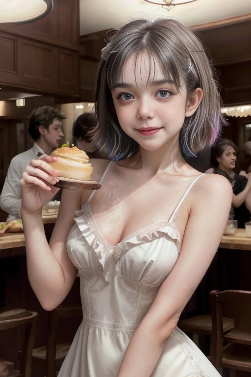 1girl(Rose)(Rose)(Rose)(Rose)(Rose), (2 men men men 0 years old:1.2), girl cute, famous japanese idol, Adorable, NSFW,, 、、、、、sexy, hetero、、、、、, nipple,,,,,, topless,,,,,,,,,,, extremely detailed nipple, (large breasts:1.4), Breast cleavage、, realistic body, Little, Fair skinned, glossy skin, slender body, good figure, dark black hair,, (Twin tails:1.2), (wavy hair:1.2), (dull bangs:1.2), smile、、、、、, naked, enmaided Cutes, young、、、、、, cuteface, pretty face, realistic faces, make up,,,,,, powder blusher, beautifully detailed eyes, drooping eyes, round eyes, (beautiful big eyes:1.2), large dark eyes, beautiful and clear eyes, eye make up, eye shadow, Double eyelidd, tear bag, (white thong:1.2), choker, Earrings, jewelry, (hair ribbon:1.2), Looking at Viewer, cowboy Shot, facing, Dynamic Pose, standing, Front View, indoors, cafe, coffee shop, bar,stick out ass、Facing backwards、Facing over there