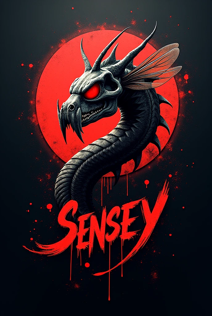 Tik Tok logo circle where it reflects skull dragon with the word sensey family and also that says Master Sensey