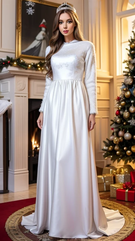 Change to a New Year's shimmering floor-length dress
