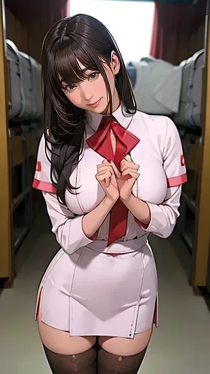 highest quality, One girl, (skeindentation), (blur background:0.6), , Love Hotel、black hair,pink eyes,pink leotard,military coat,military hat,pantyhose