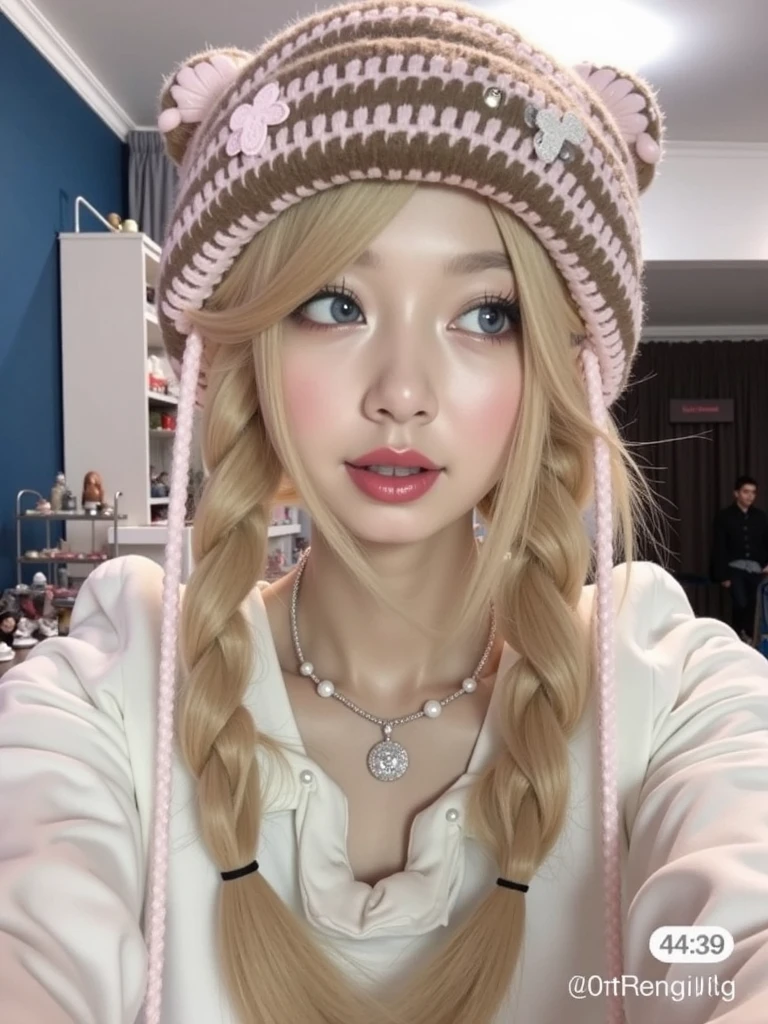 uma mulher com longos cabelos loiros, vestindo um moletom com capuz e uma blusa branca, ava max, face like exposed ester, cara de ahegao, Deep Fake, Cerveja suave rainha do diabo madison, ahegao, ariana grande no gta v, rosto sexy, flawless face, looks like fabiula nascimento, quanto, ela tem um rosto fofo