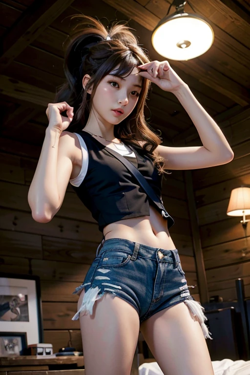 Black tube top、black thin lace shirt