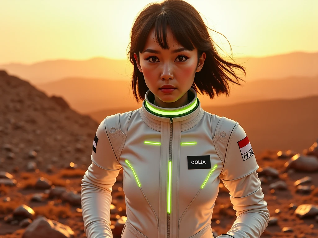 arafed image of a white woman in a futuristic suit with a spaceship in the background, movie art, in front of an orange background, inspired by Robert McGinnis, female protagonist, megastructure in the background, portrait of an ai astronaut, astronauts, an astronaut, portrait of a astronaut skeletor, perfect android girl, detailed eyes, perfectly detailed teeth, frank franzzeta and sakimichan