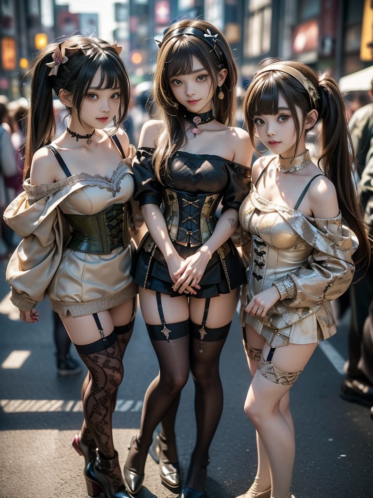 masterpiece, top-quality, top-quality, Beautifully Aesthetic:1.2, ((1girl)), Halloween night, ((Wearing a high-quality costume of fur of cat, gloves of cat, cat paw-shaped shoes, fur miniskirt):1.2), (Silver pin heels:1.1), high detailed, (Standing leaning forward with hands on ground:1.3), large breasts, firm breast, nicely shaped breasts, slender figure, 
((Dark Brown Hair)), wavy hair, (medium long hair:1.2), 
((in the middle of very crowded Shibuya's scramble crossing at late night:1.2)), ((Surrounded by many people wearing Halloween costumes:1.2)), (Full body shot:1.1), looking back at viewer, (From back:1.2),