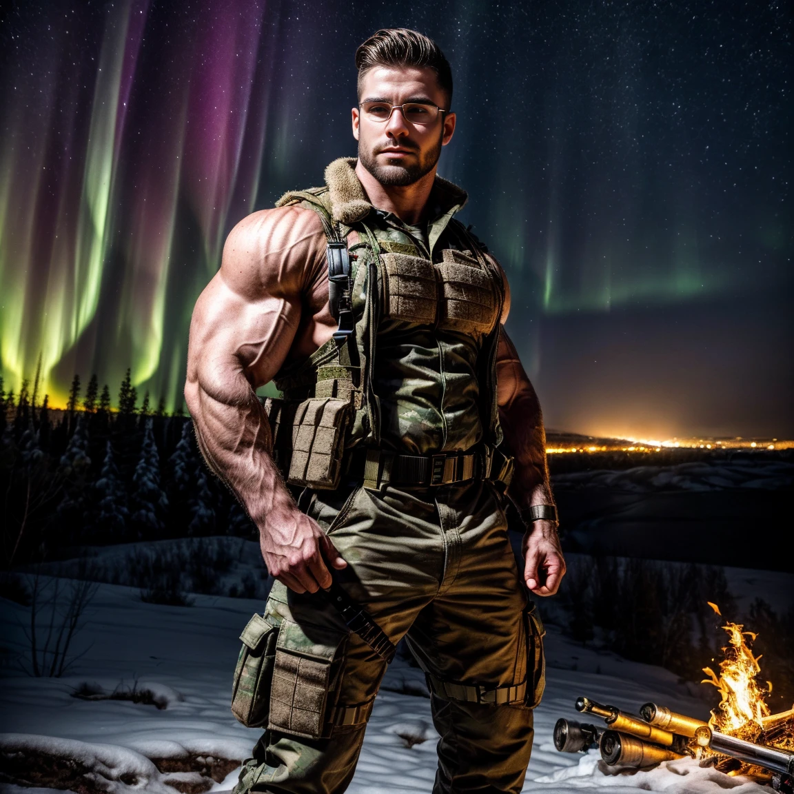 Logan jensen, 25 years old. Very muscular body, dressed in a kilt and topless