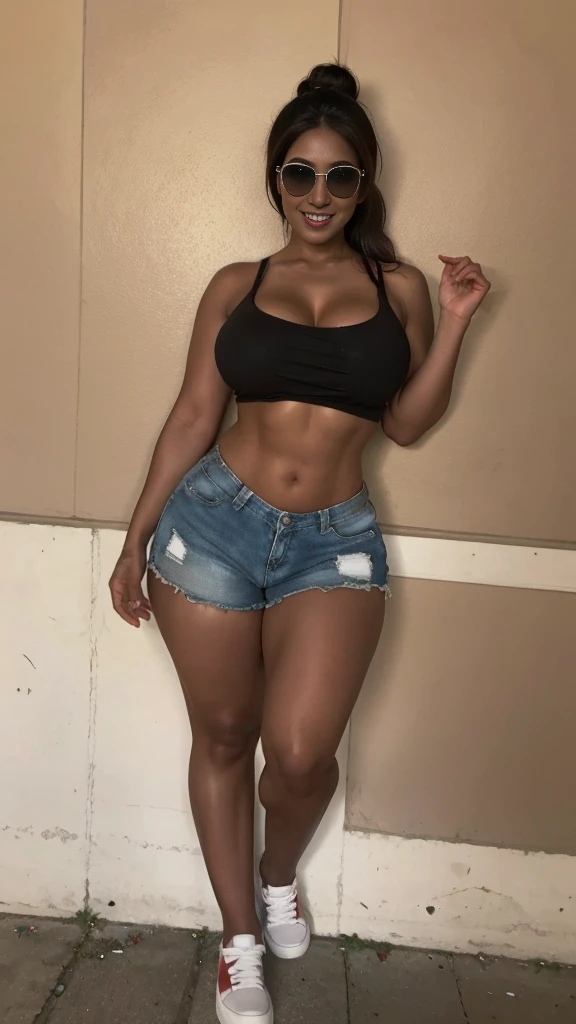 a close up of a person taking a picture of themselves in a mirror, exposed thighs!!!, mid 2 0's female, full body picture, thick thighs, 2 4 year old female model, fit pic, 2 , 2 9 years old low cut tanktop, dressed in a top and shorts, thighs!!!!!!, 2 3 years old
