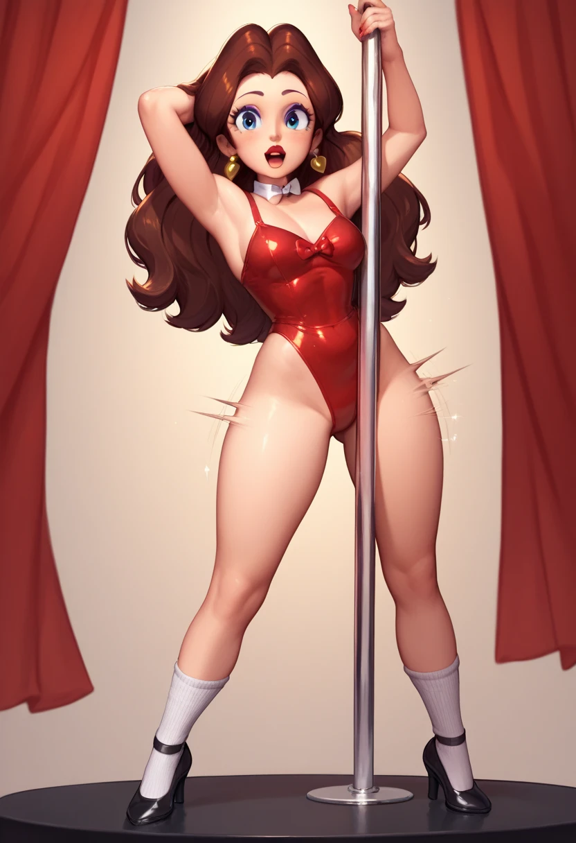 one tiny redhead girl, stand up holding a big mario mushroom , mushroom hat, maquiagem, covering her breasts, Lips are soft or colored, ruiva, cabelo ruivo, pijama de cogumelos, super mario toad small panties, fundo simples, sexy, erotic, mushoom, stand up, postura ereta, provocante, happy facial expression, simple lighting and texture, begie background, feet, pernas juntas, feliz