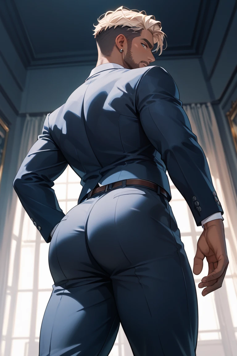 close up focus on press down and hold bulge by hand wetty bulge indian perfect wetty big hairy monster bulge in formal suit pant, masterpiece