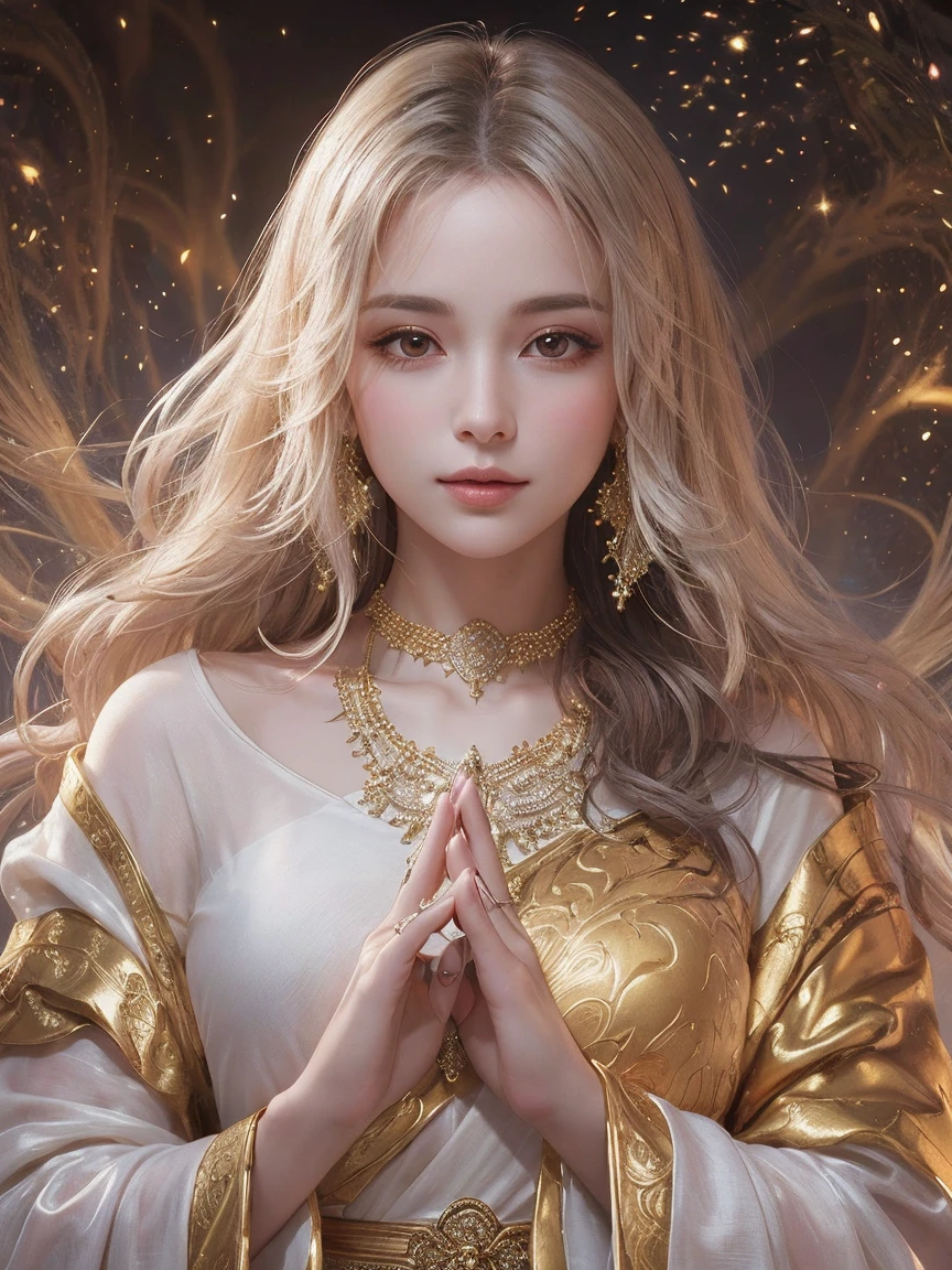 best quality, masterpiece, highres, 1girl,(((crucifixion pose,nailed to cross))), transparent silk china dress, beautiful face, hair ornament, looking at viewer, smile, closed mouth,lips, dress,hair ornament, necklace, jewelry, long hair, earrings, Beautiful face,upon_body, tyndall effect,photorealistic, dark studio, rim lighting, two tone lighting,(high detailed skin:1.2), 8k uhd, dslr, soft lighting, high quality, volumetric lighting, candid, Photograph, high resolution, 4k, 8k, Bokeh