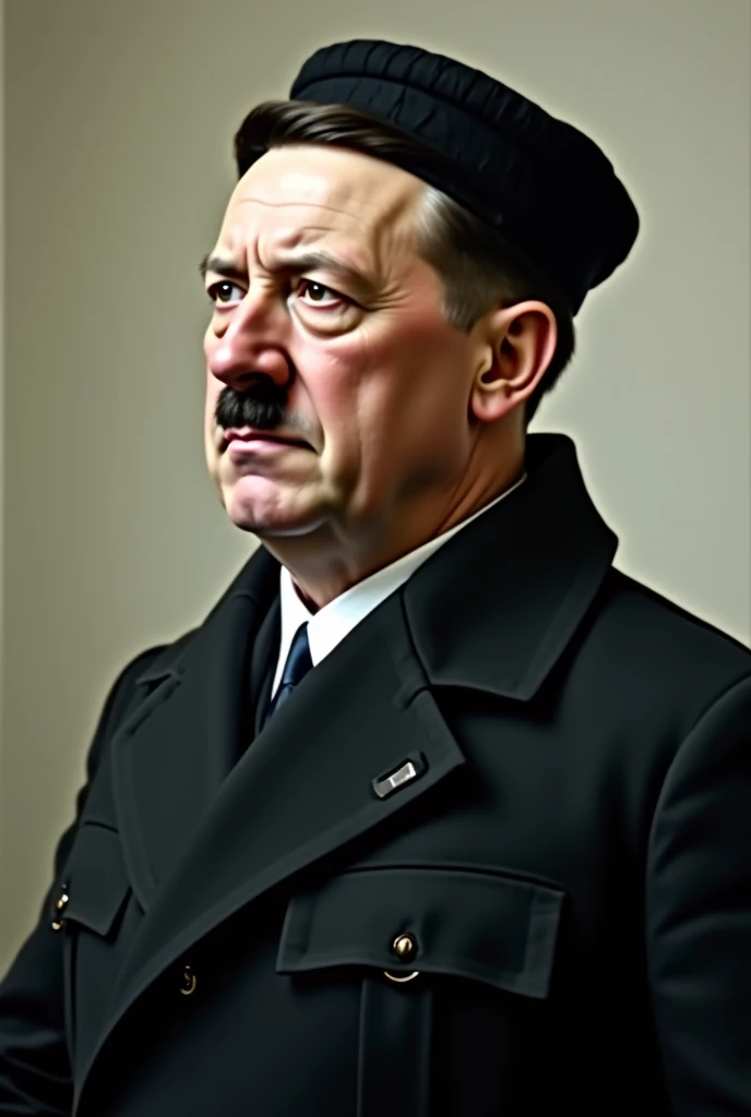a solo portrait painting of Adolf Hitler, upper body, exaggerated cartoon caricature, marsattacks style, 
<lora:Mars_Attack_Style_XL_2>