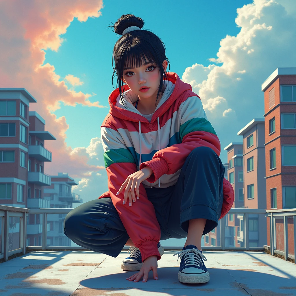 (best quality,4k,8k,highres,masterpiece:1.2), ultra-detailed, (realistic,photorealistic,photo-realistic:1.37), HDR, UHD, studio lighting, extreme detail description, professional, vivid colors, bokeh, sexy tomboy woman, perfect body, large breasts, (sexy transparent clothing, visible nipples:1.3) sitting at the train station platform, manspreading, smirk, vibrant colors, sunlight streaming through the windows, stainless steel railing, graffiti-covered walls, bluish haze, urban atmosphere.