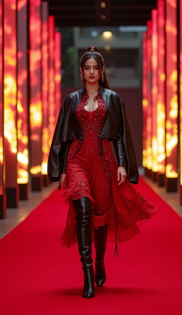 um desfile de moda conceitual, Temporada surreal, Fashion influencer trends, pessoas normais urbanas, Trend in Fashio magazine