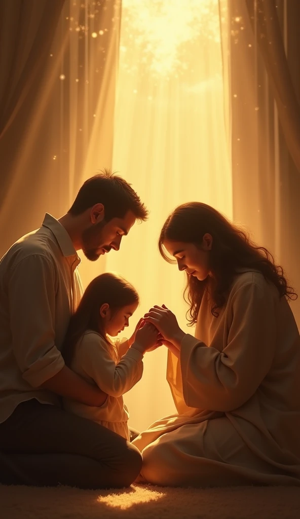 a family gathered in prayer.