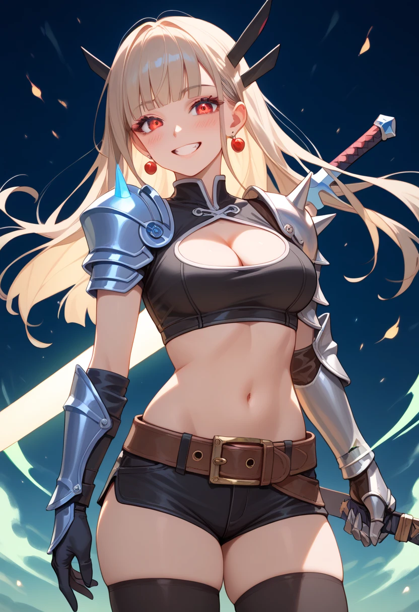 ((best quality)), ((masterpiece)), (detailed), knight , (sci-fi illustration:1.3, longshot pos, mystical sky , bright colors, (detail sci-fi background), (high-resolution:1.2, high res, (winter), xenoblade art style, female, beautiful face, beautiful lips, sword, stockings, boots,4k)