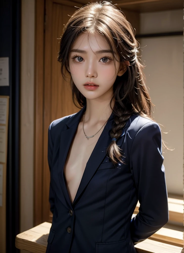 ponytail,(Mr.々Colors :1.0) ,(Small breasts:1.4),thin,suit,2. Women,Realistic,(超high quality:1.2),Japanese,high quality,masterpiece,(Super detailed:1.4),Japanese lady,Beautiful Face,(Really good:1.4),(skirt-suit:1.0),((office)),