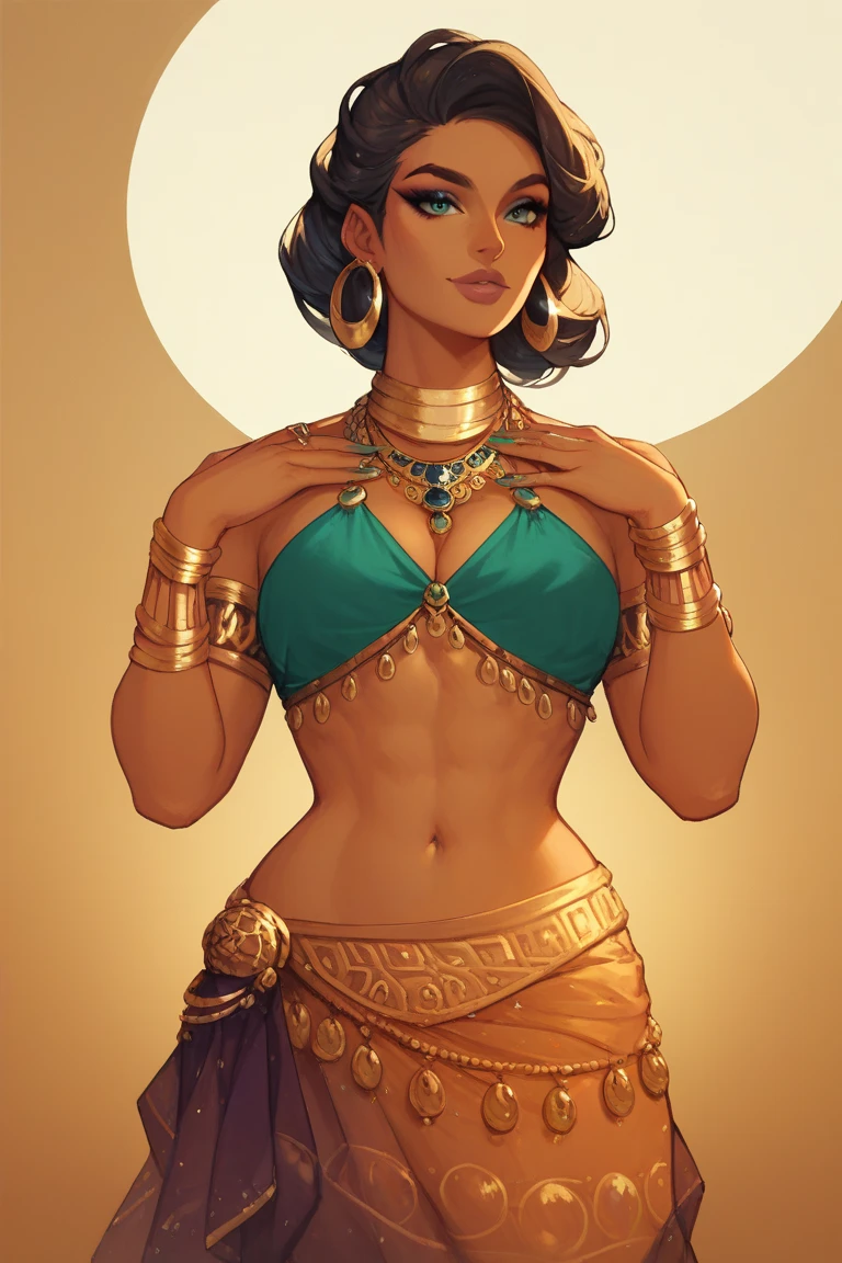 1girl, urbosa, jewelry, Belly Dance Dress, ((dark skin)), red hair, green eyes, blue lips, (thick thighs, bodybuilding), BREAK, in oasis with pond, (thunder in background) <lora:urbosa:.9> <lora:belly_dance_dress:.35> <lora:DoubleThickV2:1>, masterpiece, best quality, hyperrealistic, extremely detailed, highly quality, 4k, sharp focus, professional photograph, sharp focus, award winning, cinematic lighting, octane render, unreal engine, volumetrics dtx, Wallpaper,
