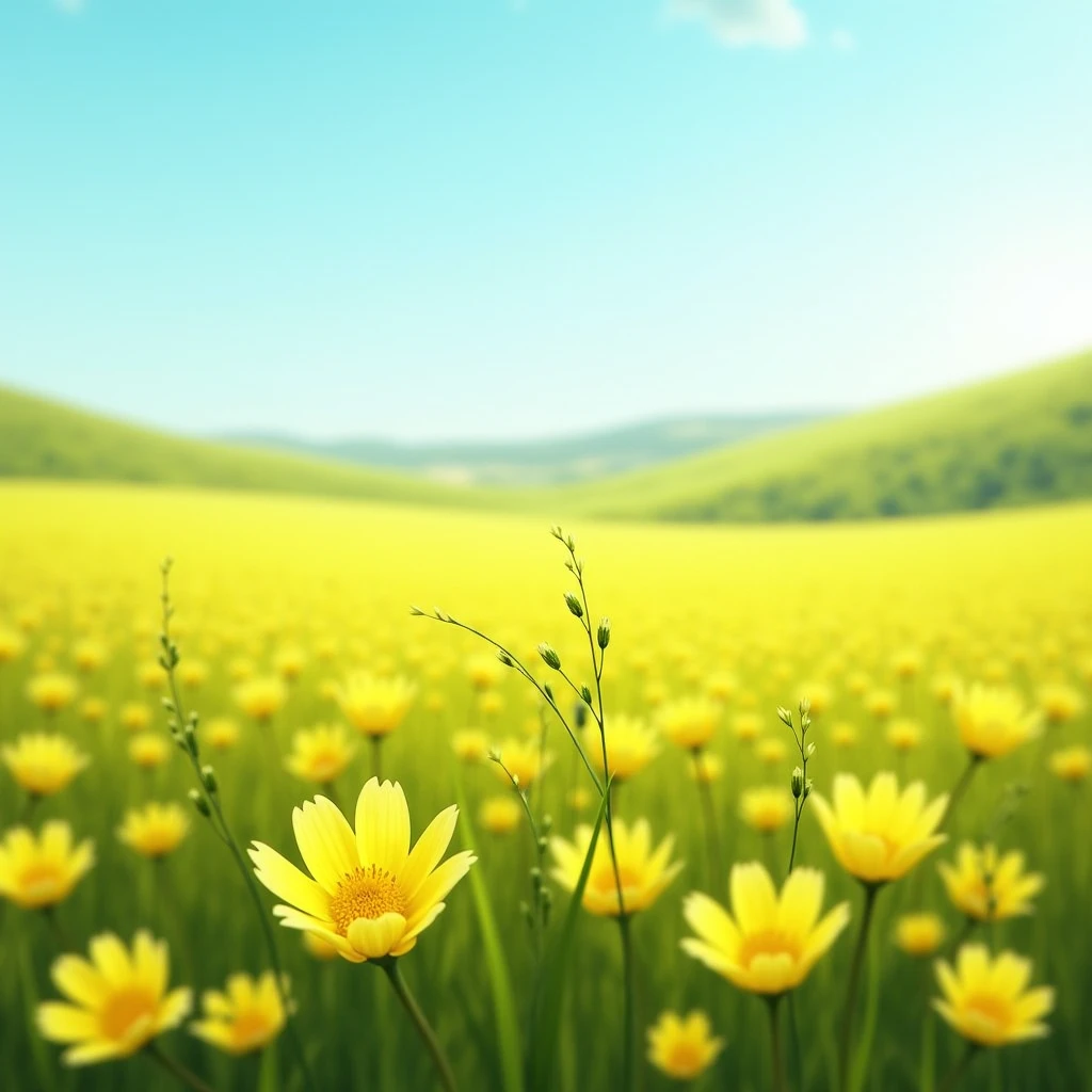 Yellowish green flowers in an open field