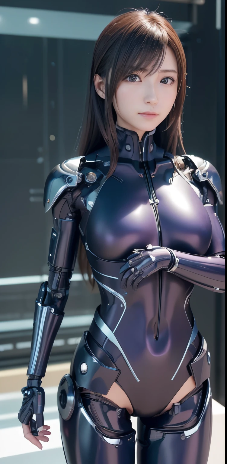 masterpiece、((metallic black suit))、 ((plug suit)), ((超beautiful girl:1.2))、I am a mechanized body、mechanical limbechanical lipechanized chest and abdomen、mechanized occiput、Mecha leg rack metallic suit that fits perfectly to the body、 Are standing、tied up、金属robot、((cyberpunk background))、(neon light)、(futuristic machine factory background)、Cyberdyne、Artificial bodies、All metal body、ironwork、abdominal mechanism、((robotアームとハンド))、((robotの足))、((machine neck))、Inside the spaceship、beautiful girl、16 years old、asian beauty, (Actuator and cable exposed from abdomen.、金属製robotの首から胴体までつながっている、Complex 3d rendering beautiful porcelain profile super become familiar withd female android face、cyborg、robot部品、150mm、Soft light in a beautiful studio、rim light、vivid details、gorgeous cyberpunk、Ren Hao、超realistic、anatomical、facial muscles、cable wire microchip、elegant、beautiful background、octane rendering、HR giger style、8k、highest quality、masterpiece、enlightenment、very delicate and beautiful、 非常にbecome familiar withなCG、unity、wallpaper、(realistic、Photoreal:1.37)、wonderful、become familiar with、masterpiece、highest quality、official art、Highly become familiar withd CG unity 8k wallpaper、absurd、incredibly absurd、、robot、silver beads、Full body Esbian、sit on top