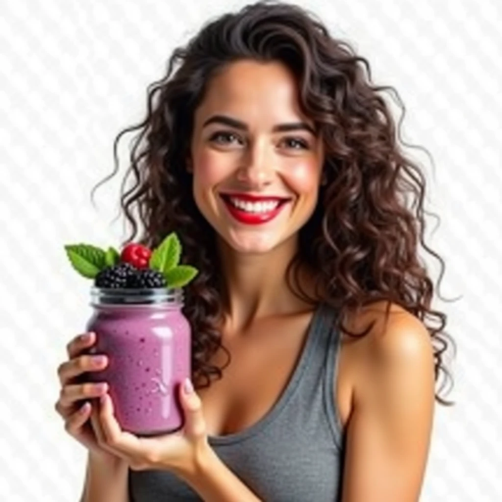 Happy Athlete Woman Holding Box of Zero Sugar Acai Berry